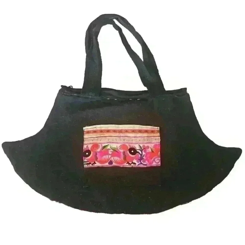 Bohemian Embroidered Multicolored Horn Shaped Tote Bag